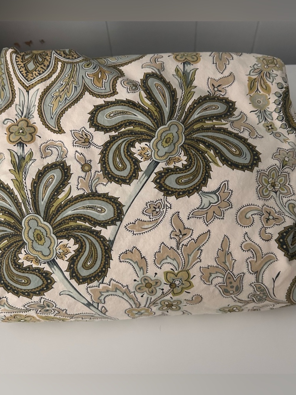 Pottery Barn Charlie FULL/QUEEN DUVET COVER 90x90 Blue Green Paisley